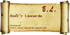 Boár Leonarda névjegykártya